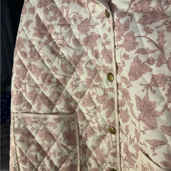 Women's Quilted Jacket - Pink Floral - Picture 3 of 4